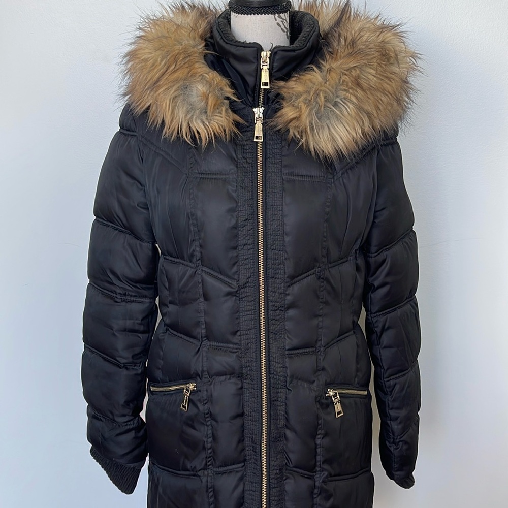 Vince Camuto Black Puff Winter Coat Parka - Size Small - Picture 2 of 9